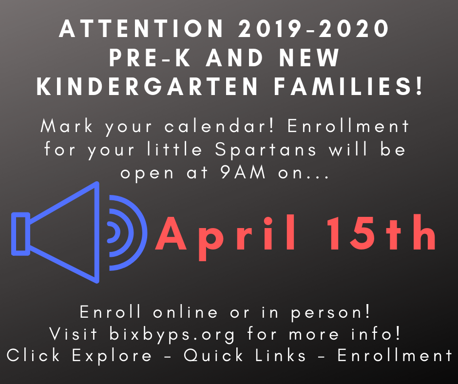 2019-2020 Pre-K New Kindergarten Enrollment Opens April 15th!