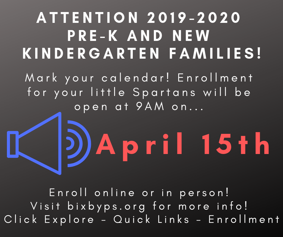 2019-2020 Pre-K & New Kindergarten Enrollment Opens April 15th!
