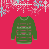 Bixby 9GC wearing tacky Christmas sweaters